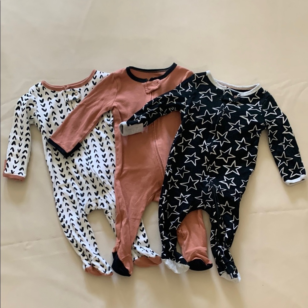 Tan and Black Onesies  3 pieces - Cloud Island 3-6 months